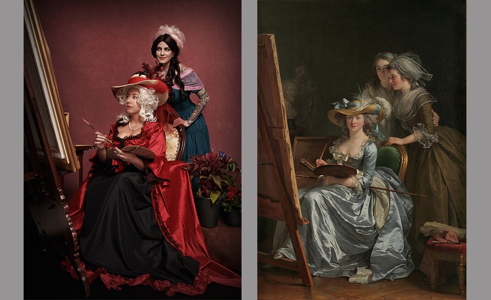 reproduction of the self-portrait of Adélaïde Labille-Guiard, a portrait painter of Marie Antoinette